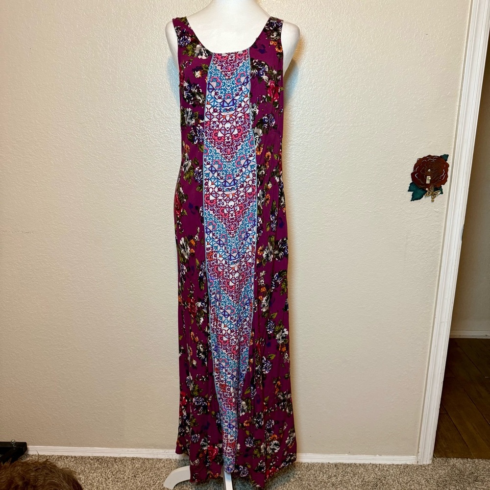 Sundance Tessarae Floral Boho Maxi Dress Maroon Size 6 - Picture 2 of 15